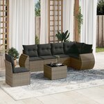 vidaXL Salon de jardin avec coussins 7 Pièces gris résine tressée