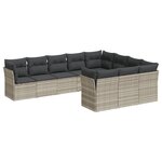 vidaXL Salon de jardin avec coussins 10 Pièces gris clair résine tressée