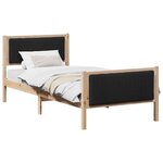 vidaXL Cadre de lit Marron et noir 90 x 200 cm Bois massif en pin