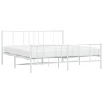 vidaXL Cadre de lit métal sans matelas et pied de lit blanc 180x200 cm