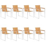 vidaXL Chaises de jardin lot de 8 avec coussins Bois de teck massif
