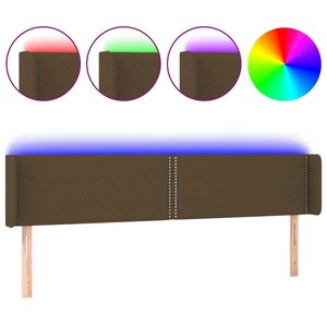 vidaXL Tête de lit à LED Marron foncé 203x16x78/88 cm Tissu