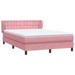 vidaXL Sommier à lattes de lit avec matelas rose 140x220 cm velours