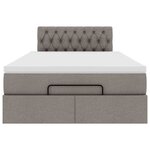 vidaXL Lit ottoman avec matelas et LED Taupe 120x190 cm tissu