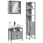 vidaXL Ensemble d'armoires de salle de bain 3 Pièces sonoma gris