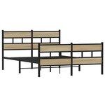 vidaXL Cadre de lit en métal sans matelas chêne sonoma 135x190 cm