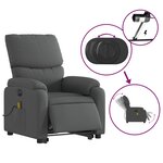 vidaXL Fauteuil inclinable de massage électrique Gris foncé Tissu