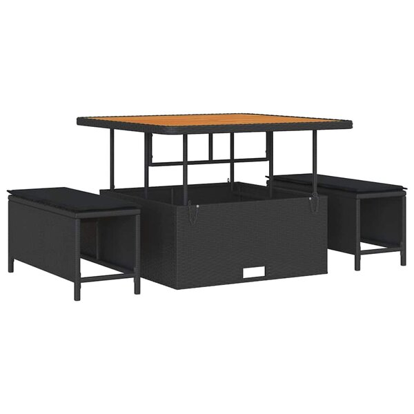 vidaXL Ensemble de salle à manger pour jardin Noir Poly rotin