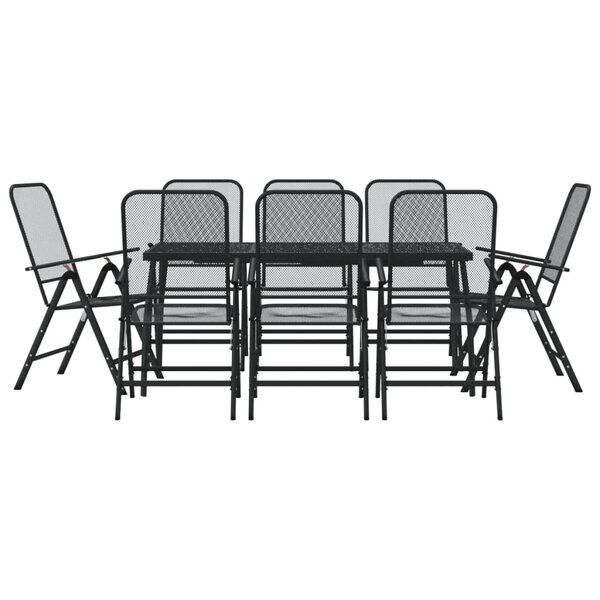 vidaXL Ensemble à manger de jardin 9 Pièces anthracite métal maille