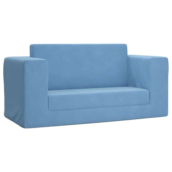 vidaXL Canapé-lit pour enfants 2 places bleu peluche douce