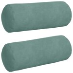 vidaXL Coussins d'accent 2 Pièces Vert Mer Ø 15 x 40 cm