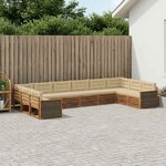 vidaXL Ensembles de canapés avec coussin 10 Pièces Bois d'Acacia Massif