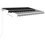 vidaXL Auvent manuel rétractable avec poteaux 3x2 5 m Anthracite