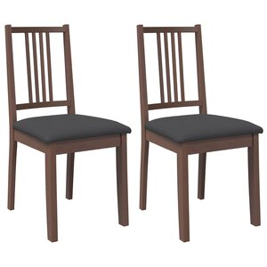 vidaXL Chaises à manger coussins 2 Pièces marron bois massif caoutchouc