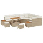 Ensemble de canapés de jardin 12 pièces vidaXL avec coussins en poly rotin beige et bois d'acacia
