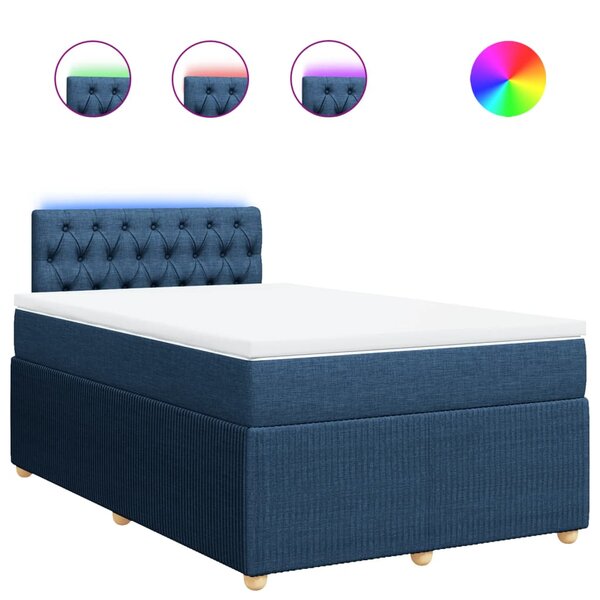 vidaXL Sommier à lattes de lit avec matelas Bleu 120x200 cm Tissu