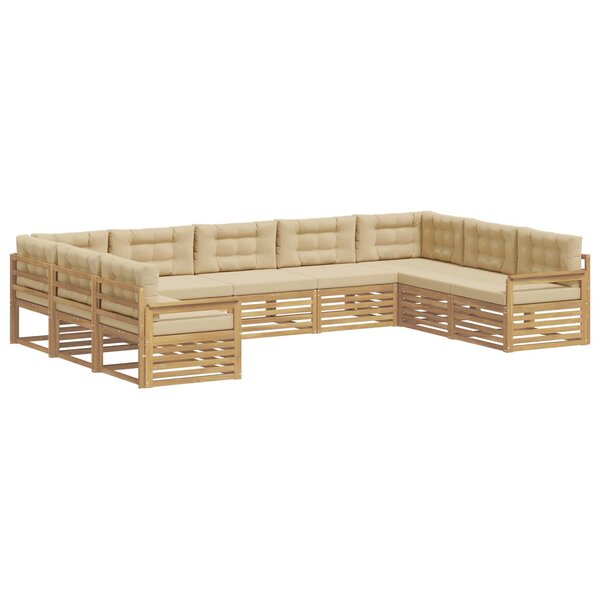 vidaXL Ensemble de canapés d'extérieur 9 pc Blanc et Beige