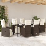 vidaXL Set de salle à manger de jardin 7 pièces avec coussins en poly rotin marron