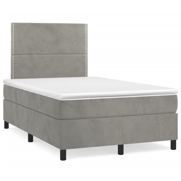 vidaXL Sommier à lattes de lit et matelas Gris clair 120x200cm Velours