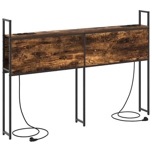 vidaXL Headboard de Rangement avec Station de Charge Chêne fumé 120 cm