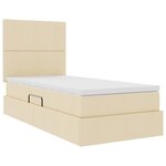 vidaXL Lit de rangement LED avec matelas Crème 90 x 200 cm Tissu