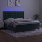 vidaXL Sommier à lattes de lit matelas et LED Vert foncé 160x200 cm