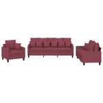 vidaXL Ensemble de canapés 3 Pièces avec coussins rouge bordeaux tissu