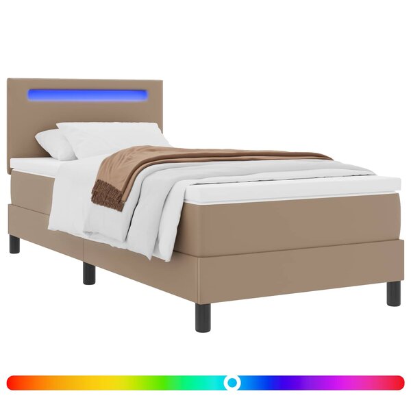 vidaXL Lit à ressorts avec matelas Cappuccino 90 x 200 cm Simili cuir