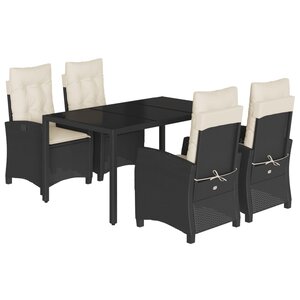 vidaXL Ensemble à manger de jardin coussins 5Pièces Noir Résine tressée