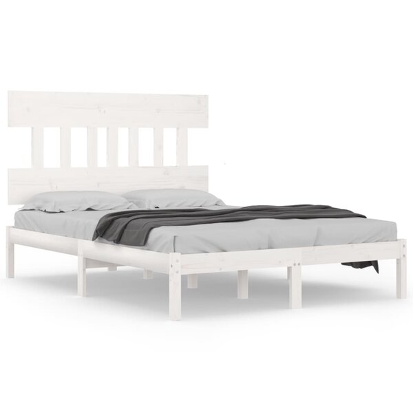 vidaXL Cadre de lit sans matelas blanc 140x190 cm bois massif
