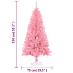 vidaXL Sapin de Noël artificiel avec support rose 150 cm PVC