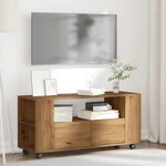 vidaXL Meuble TV avec roulettes chêne artisanal bois d'ingénierie