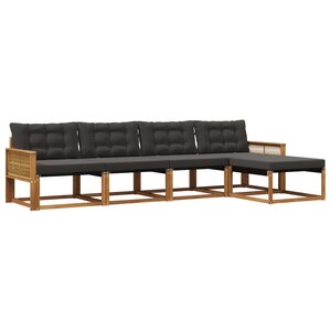 vidaXL Ensemble de canapés d'extérieur 5 pc Naturel et noir