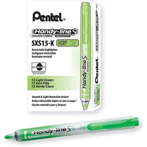 Surligneur Handy-Line S Rétractable/Rechargeable Vert clair x 12 PENTEL