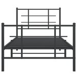 vidaXL Cadre de lit métal avec tête de lit/pied de lit noir 90x200 cm