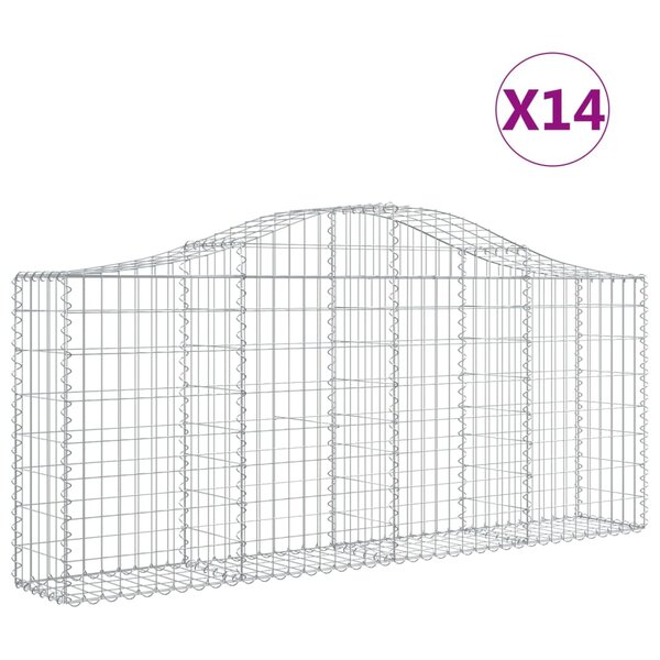 vidaXL Paniers à gabions arqués 14 Pièces 200x30x80/100 cm Fer galvanisé
