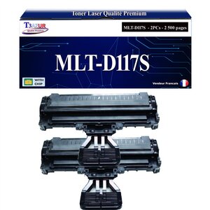 T3AZUR - 2x Toners compatibles avec Samsung MLT-D117S MLTD117S pour Samsung SCX4655 SCX4655F SCX-4655FN SCX-4655 SCX-4655F SCX-4655FN