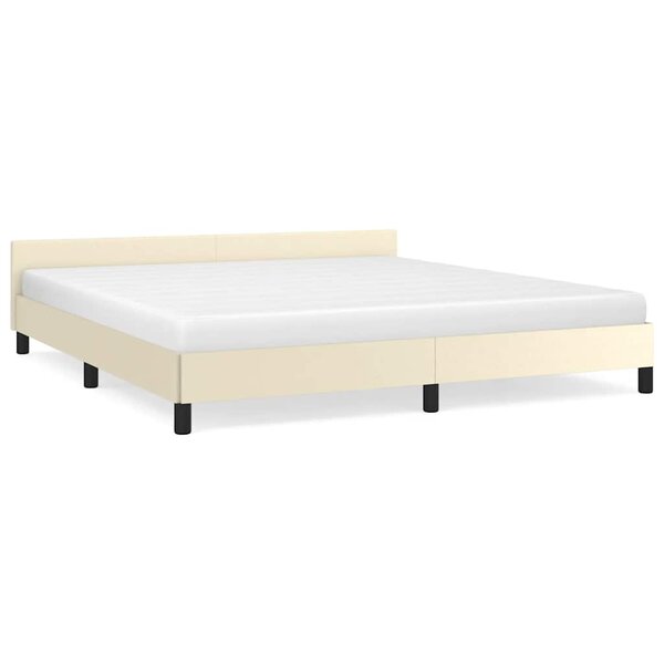 vidaXL Cadre de lit avec tête de lit sans matelas crème 160x200 cm