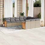 vidaXL Salon de jardin avec coussins 10 Pièces beige résine tressée