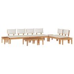 vidaXL Ensemble de banc de jardin avec coussin 5 Pièces Marron et Crème