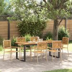 vidaXL Ensemble de salle à manger de jardin 7 pièces Beige Poly Rattan Acacia