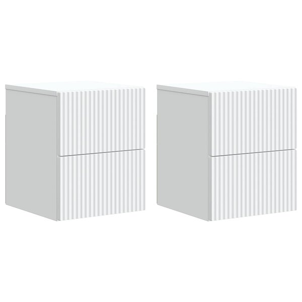 vidaXL Cabinet de chevet mural 2 Pièces Blanc 33 x 34 5 x 40 cm
