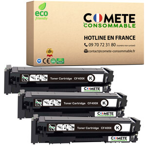 201X - 3 toners compatibles avec HP 201X CF400X Noir - Entreprise française