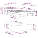 vidaXL Cadre de lit avec tiroirs sans matelas chêne sonoma 150x200 cm