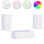 vidaXL Meuble TV muraux 3 Pièces avec lumières LED blanc