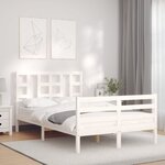 vidaXL Cadre de lit sans matelas blanc bois de pin massif