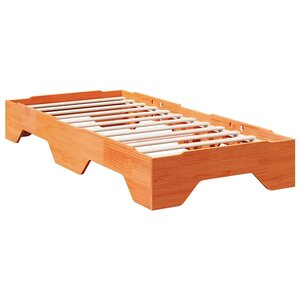 vidaXL Cadre de lit sans matelas empilable cire marron 100x200 cm