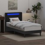 vidaXL Cadre de lit avec bandes LED Noir 90 x 190 cm Simili cuir