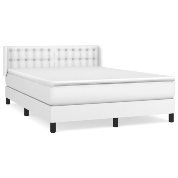 vidaXL Sommier à lattes de lit avec matelas Blanc 140x190cm Similicuir