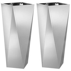 vidaXL Jardinière 2 Pièces Argent 30 x 30 x 75 cm Acier galvanisé